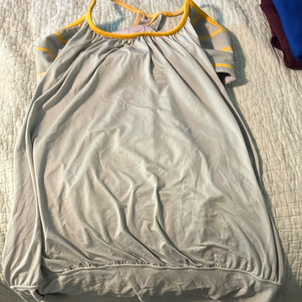 Gray and Yellow Striped Dress